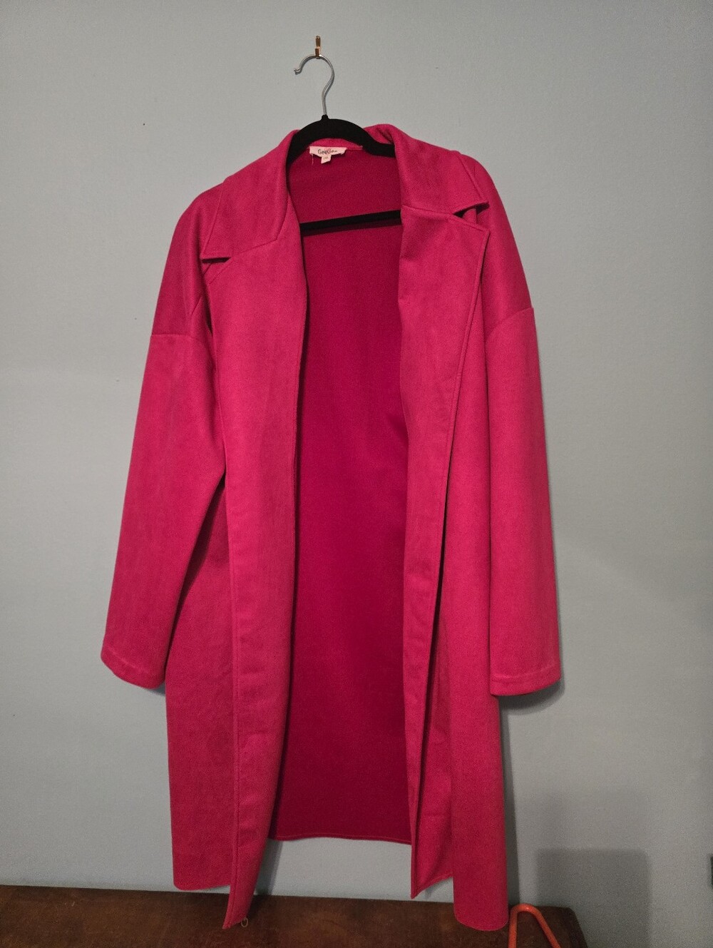 Bright Pink Open-Front Trench Coat
